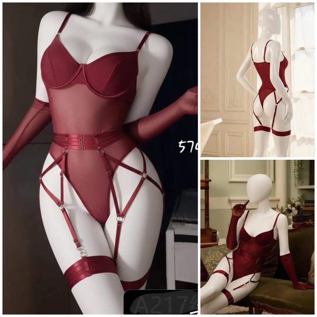 Golves & Garter Belt BodySuit